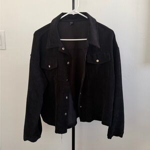 SHEIN Black Corduroy Utility Jacket